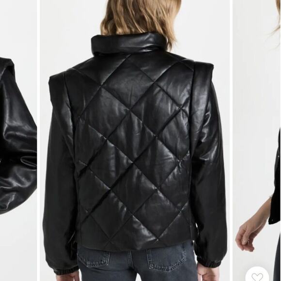 Pistola Callista Long Sleeve Puffer Jacket Vest Black Faux Leather Medium NWT - Picture 6 of 10